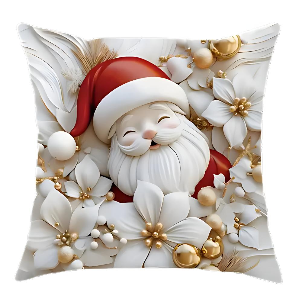 Christmas Cushion Covers Set of 4 with Santa, Snowman, Reindeer and Christmas Tree Designs