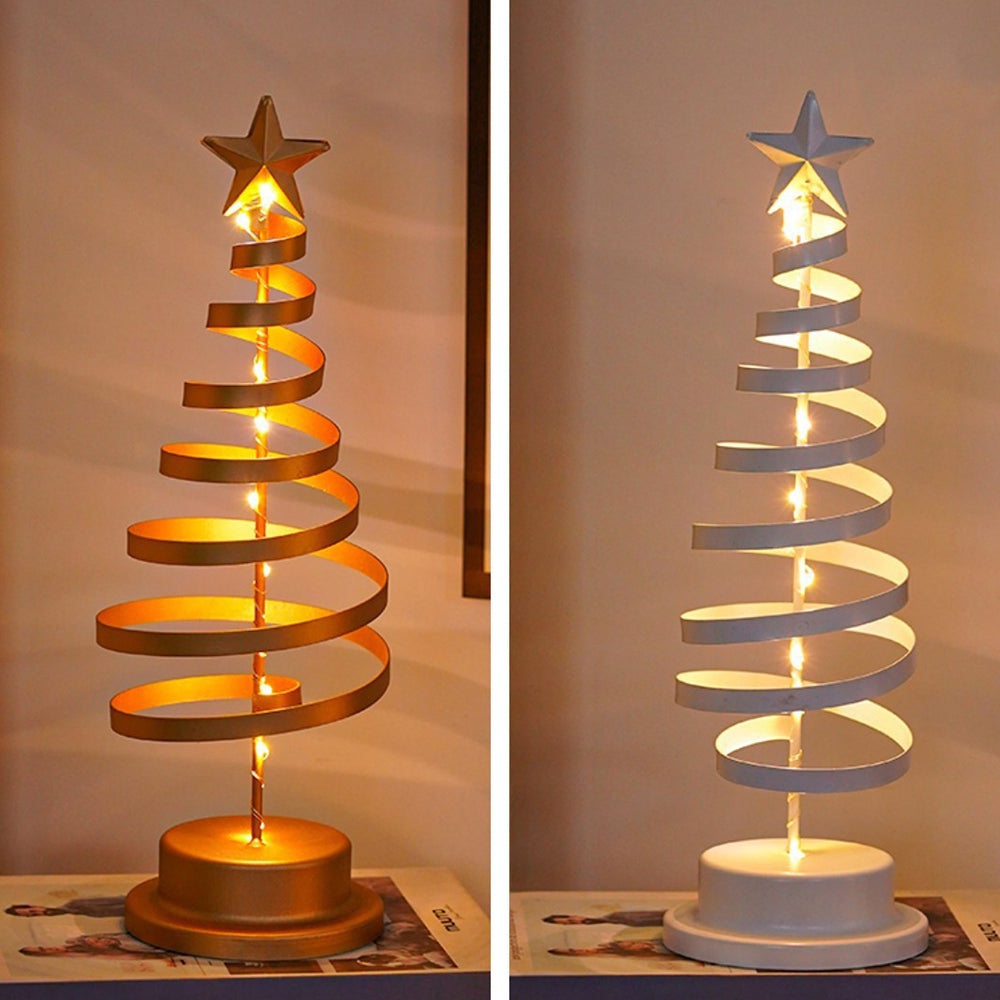 Classic LED Christmas Tree Light with Spiral Frame and Star Topper