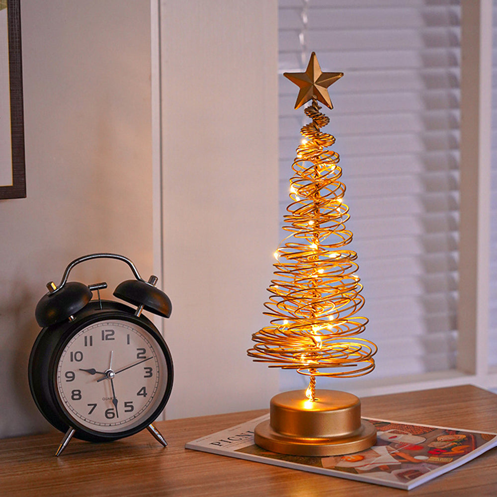 Classic LED Christmas Tree Light with Spiral Frame and Star Topper
