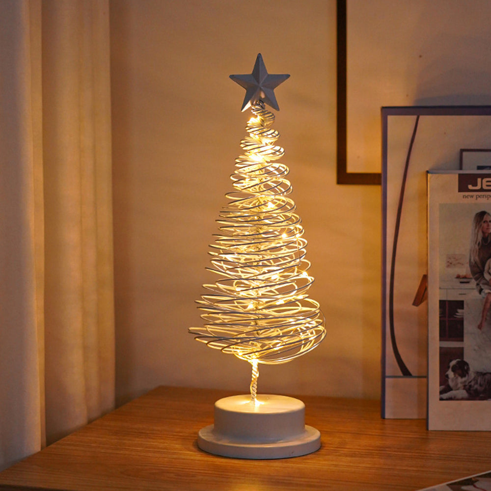 Classic LED Christmas Tree Light with Spiral Frame and Star Topper