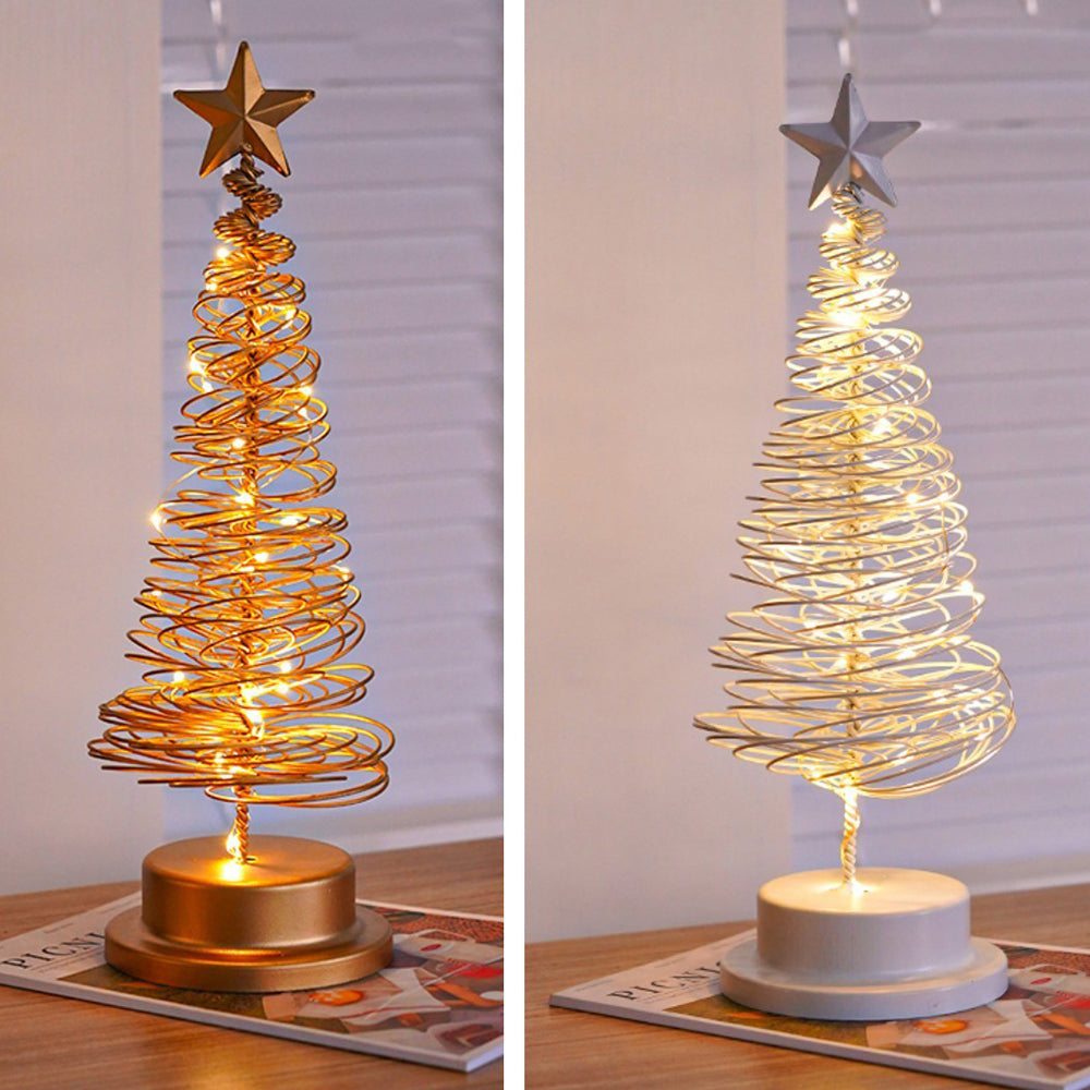 Classic LED Christmas Tree Light with Spiral Frame and Star Topper
