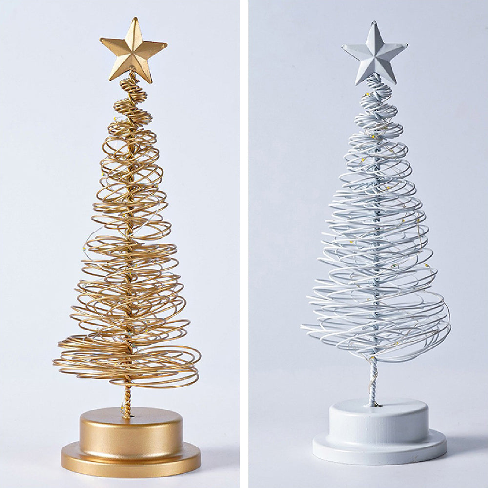 Classic LED Christmas Tree Light with Spiral Frame and Star Topper