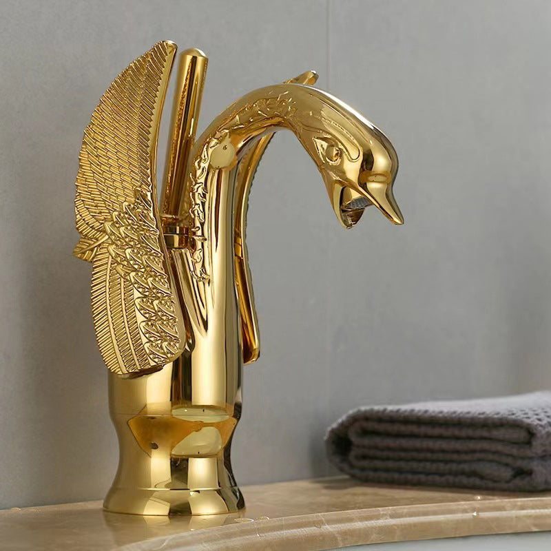 Classic Swan Basin Mixer Tap with Single Lever and Low Arc Spout