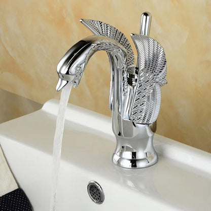 Classic Swan Basin Mixer Tap with Single Lever and Low Arc Spout