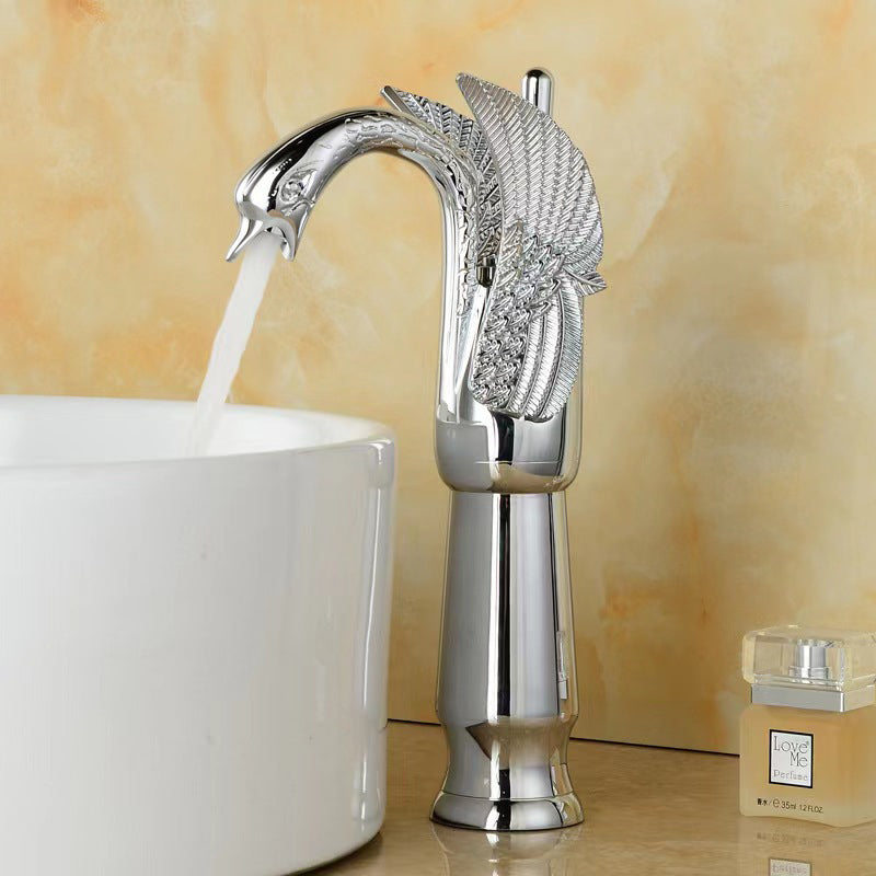 Classic Swan Basin Mixer Tap with Single Lever and Low Arc Spout