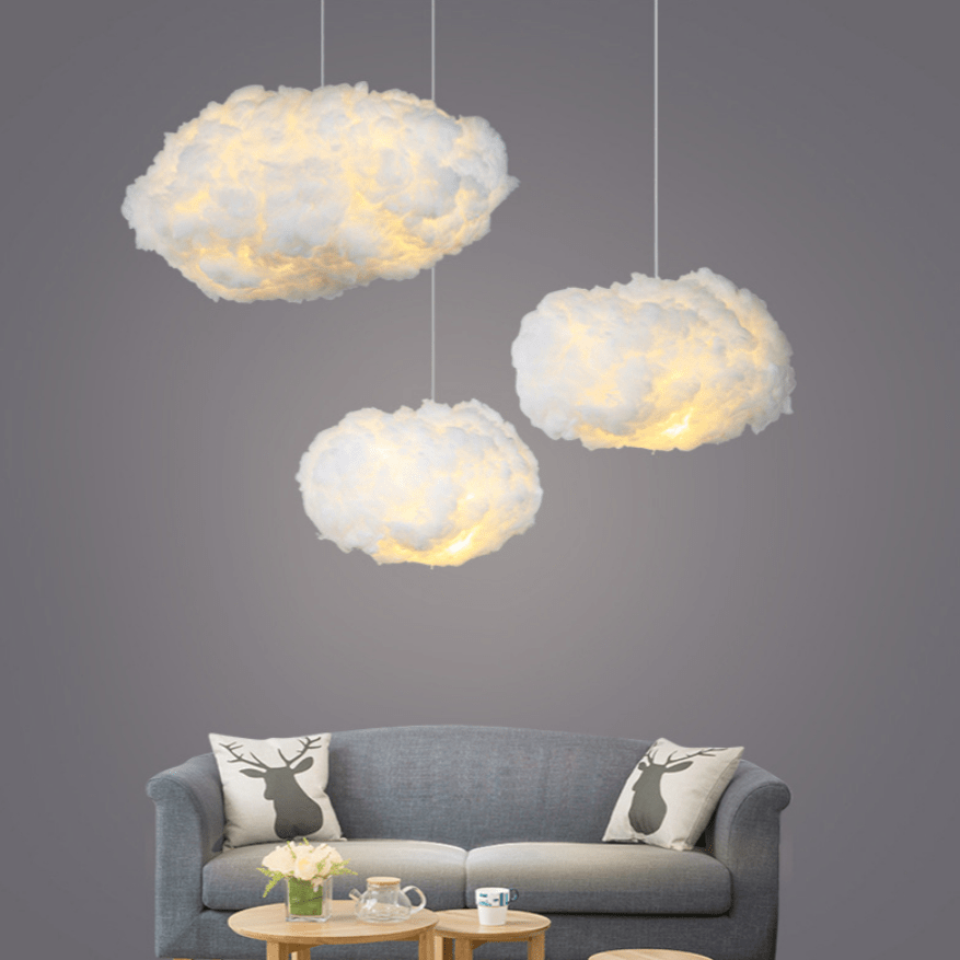 Cloud Pendant Lamp Modern Floating Cloud Shape with Warm LED Light