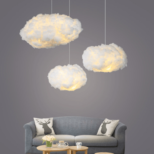 Cloud Pendant Lamp Modern Floating Cloud Shape with Warm LED Light