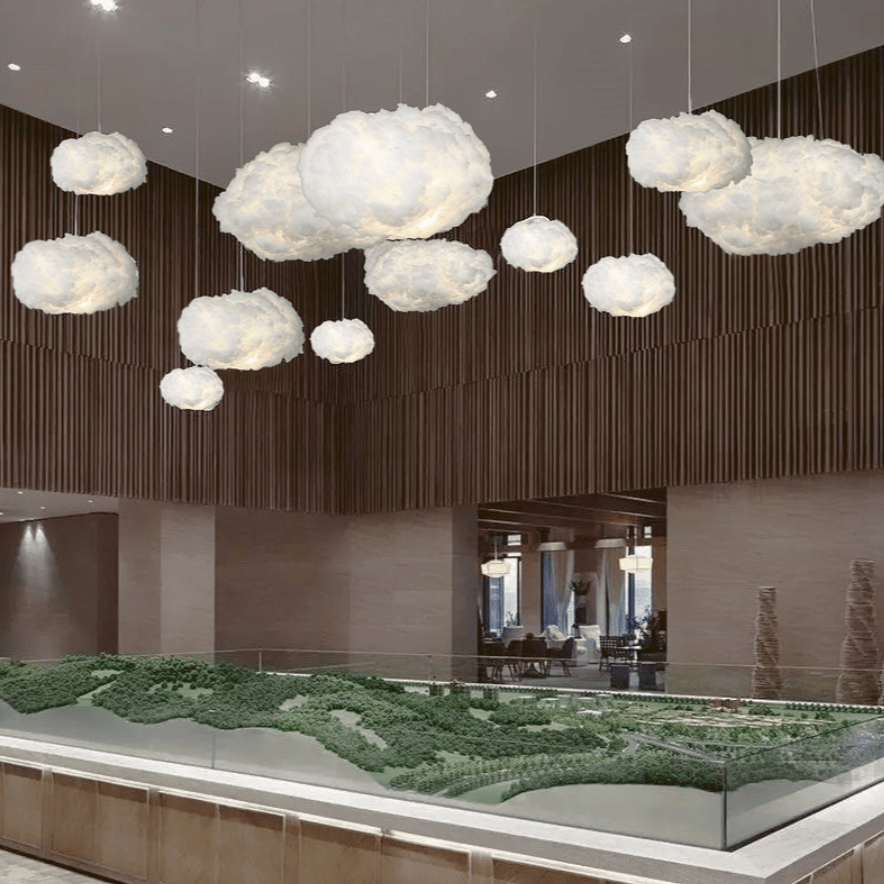 Cloud Pendant Lamp Modern Floating Cloud Shape with Warm LED Light