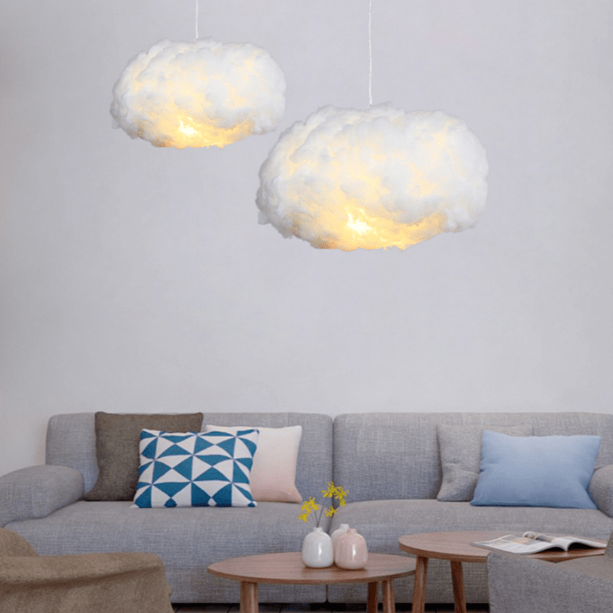 Cloud Pendant Lamp Modern Floating Cloud Shape with Warm LED Light