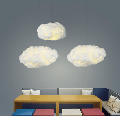 Cloud Pendant Lamp Modern Floating Cloud Shape with Warm LED Light