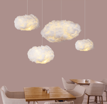 Cloud Pendant Lamp Modern Floating Cloud Shape with Warm LED Light
