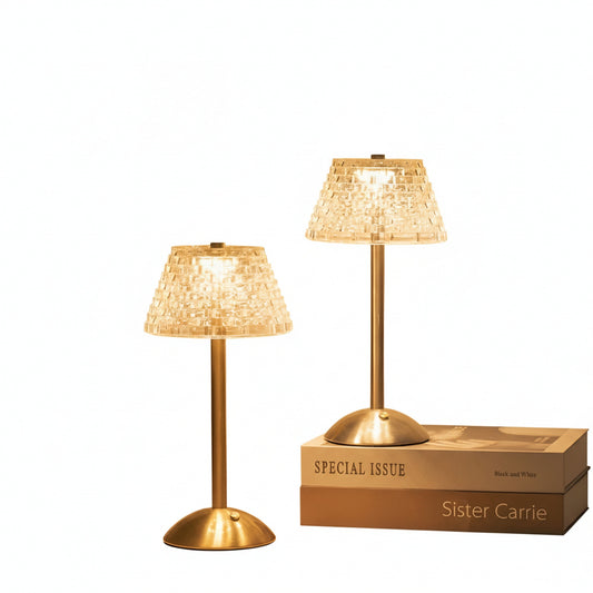 Cordless Crystal Table Lamp Art Deco with Touch Control and Rechargeable Battery