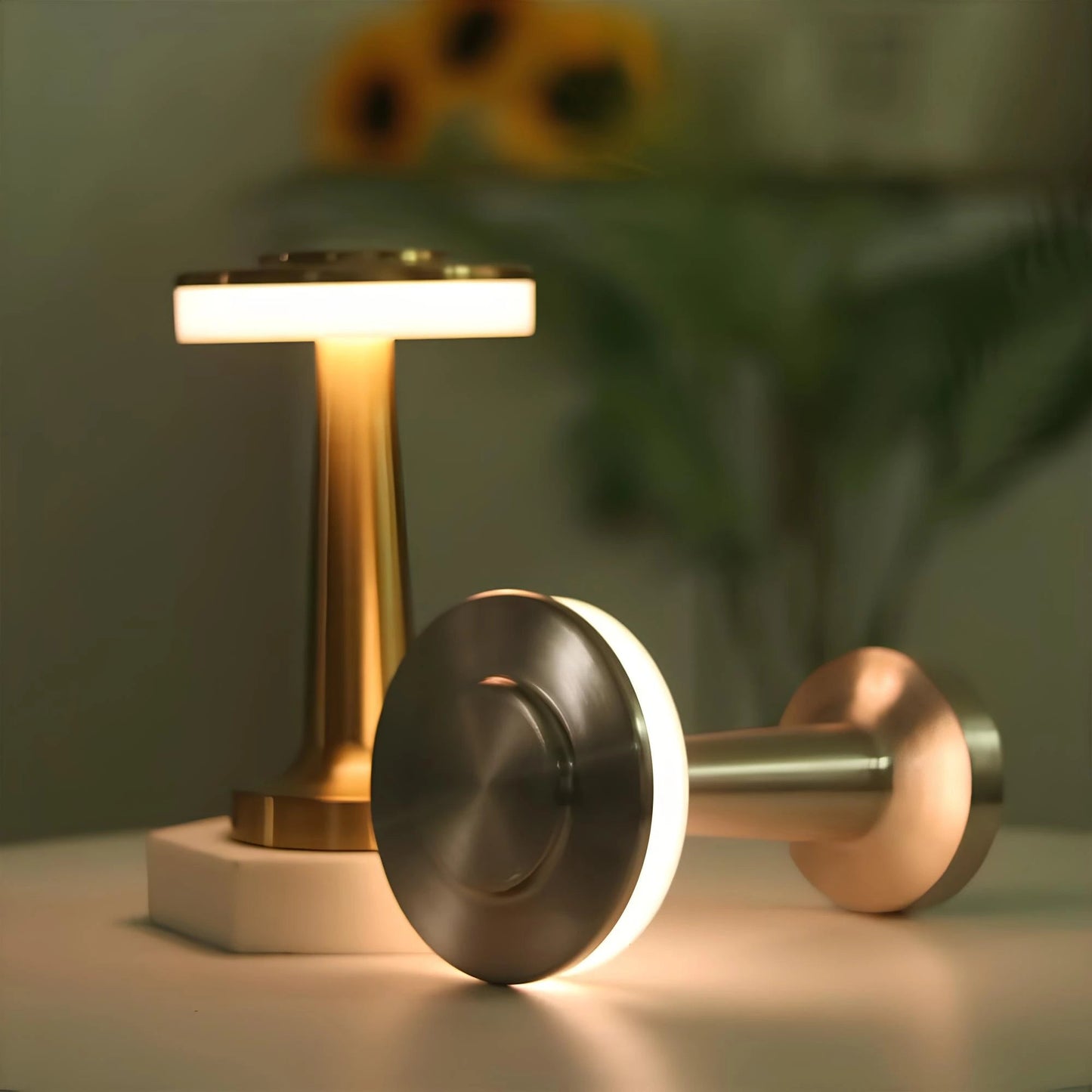 Cordless LED Table Lamp Art Deco with Touch Dimmer and USB-C Charging