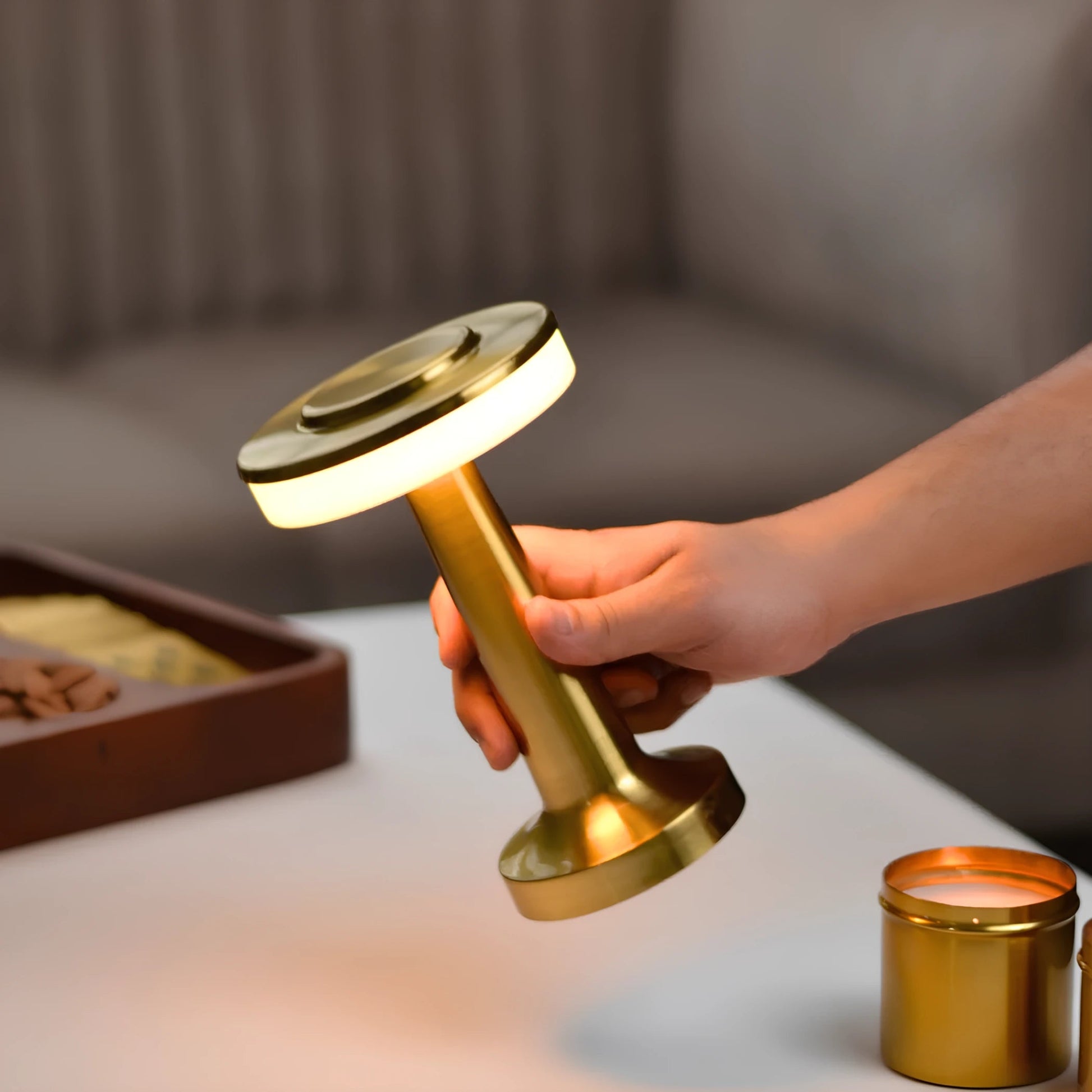 Cordless LED Table Lamp Art Deco with Touch Dimmer and USB-C Charging