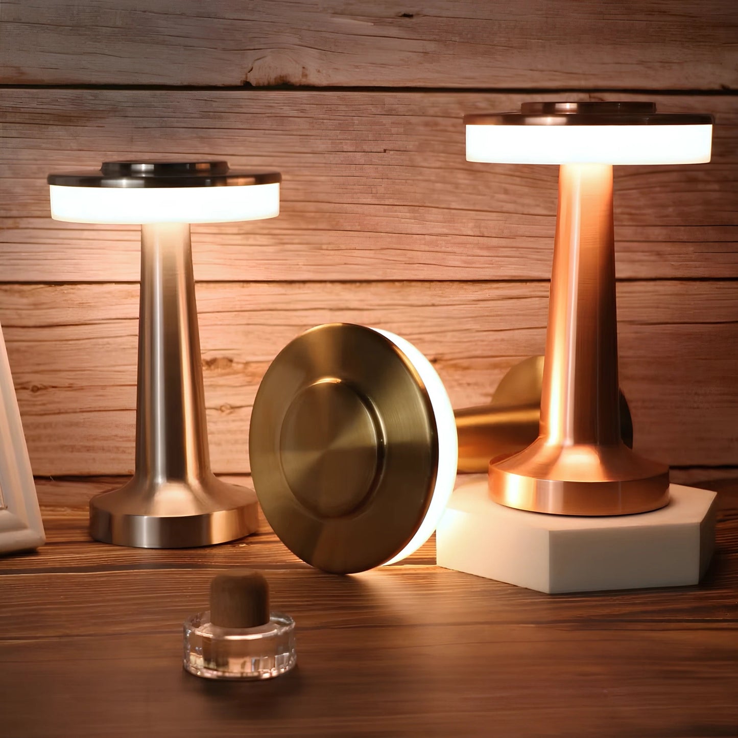 Cordless LED Table Lamp Art Deco with Touch Dimmer and USB-C Charging