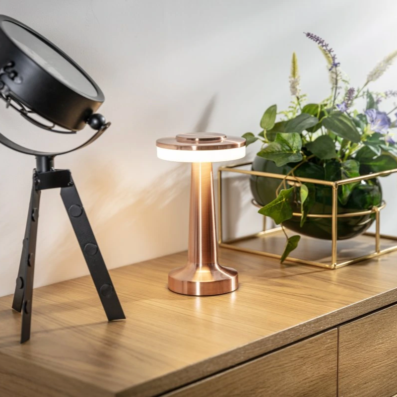 Cordless LED Table Lamp Art Deco with Touch Dimmer and USB-C Charging