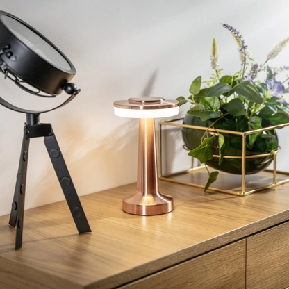 Cordless LED Table Lamp Art Deco with Touch Dimmer and USB-C Charging
