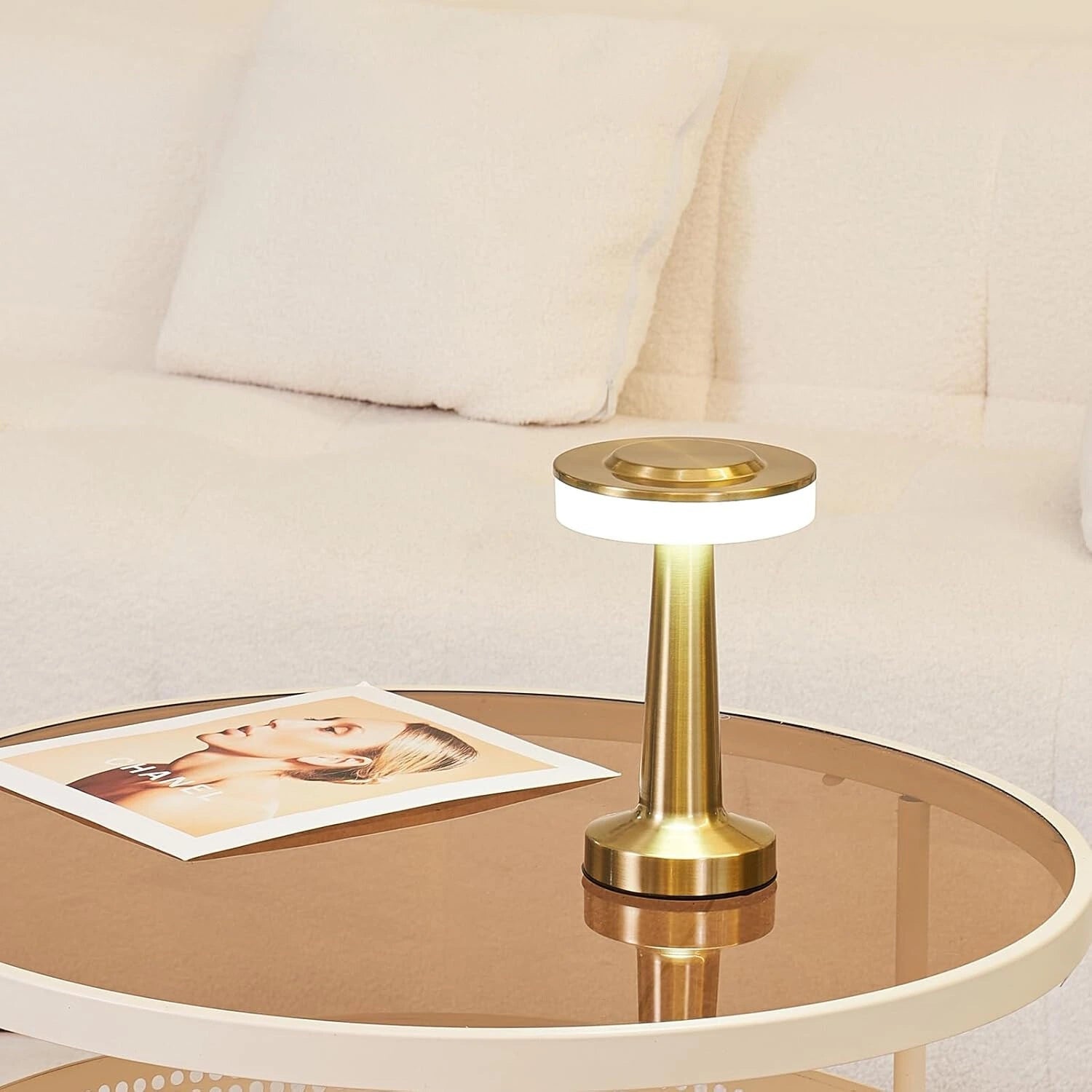 Cordless LED Table Lamp Art Deco with Touch Dimmer and USB-C Charging