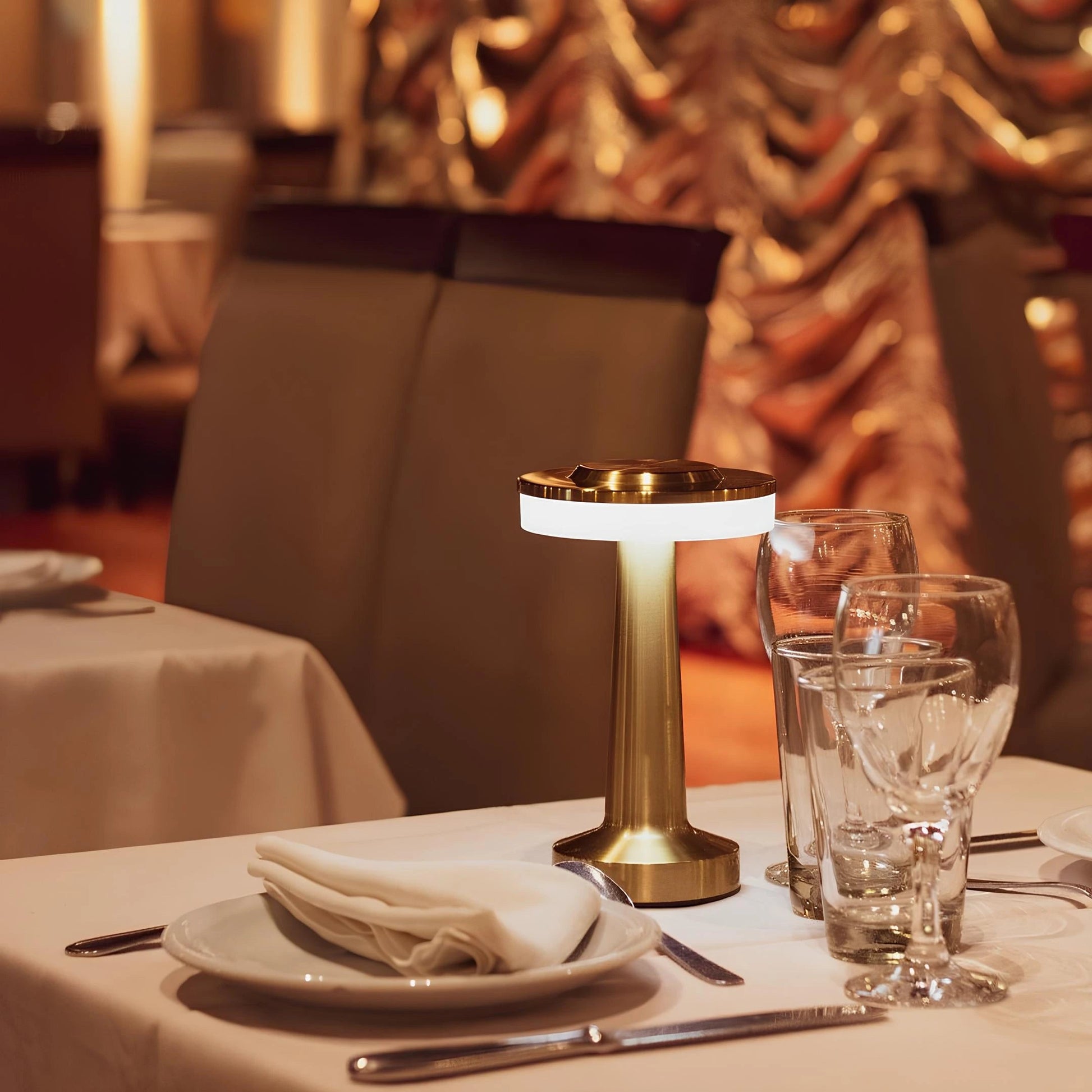 Cordless LED Table Lamp Art Deco with Touch Dimmer and USB-C Charging