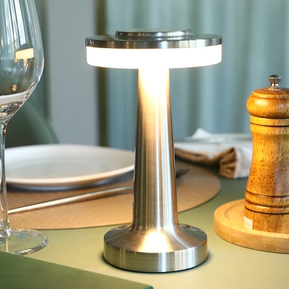 Cordless LED Table Lamp Art Deco with Touch Dimmer and USB-C Charging