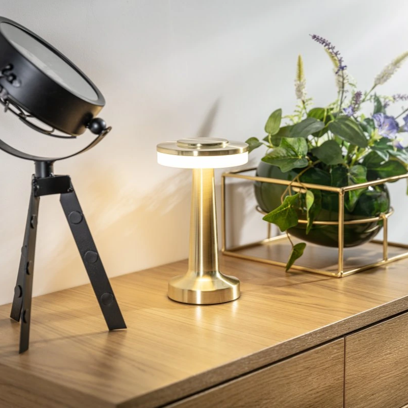 Cordless LED Table Lamp Art Deco with Touch Dimmer and USB-C Charging