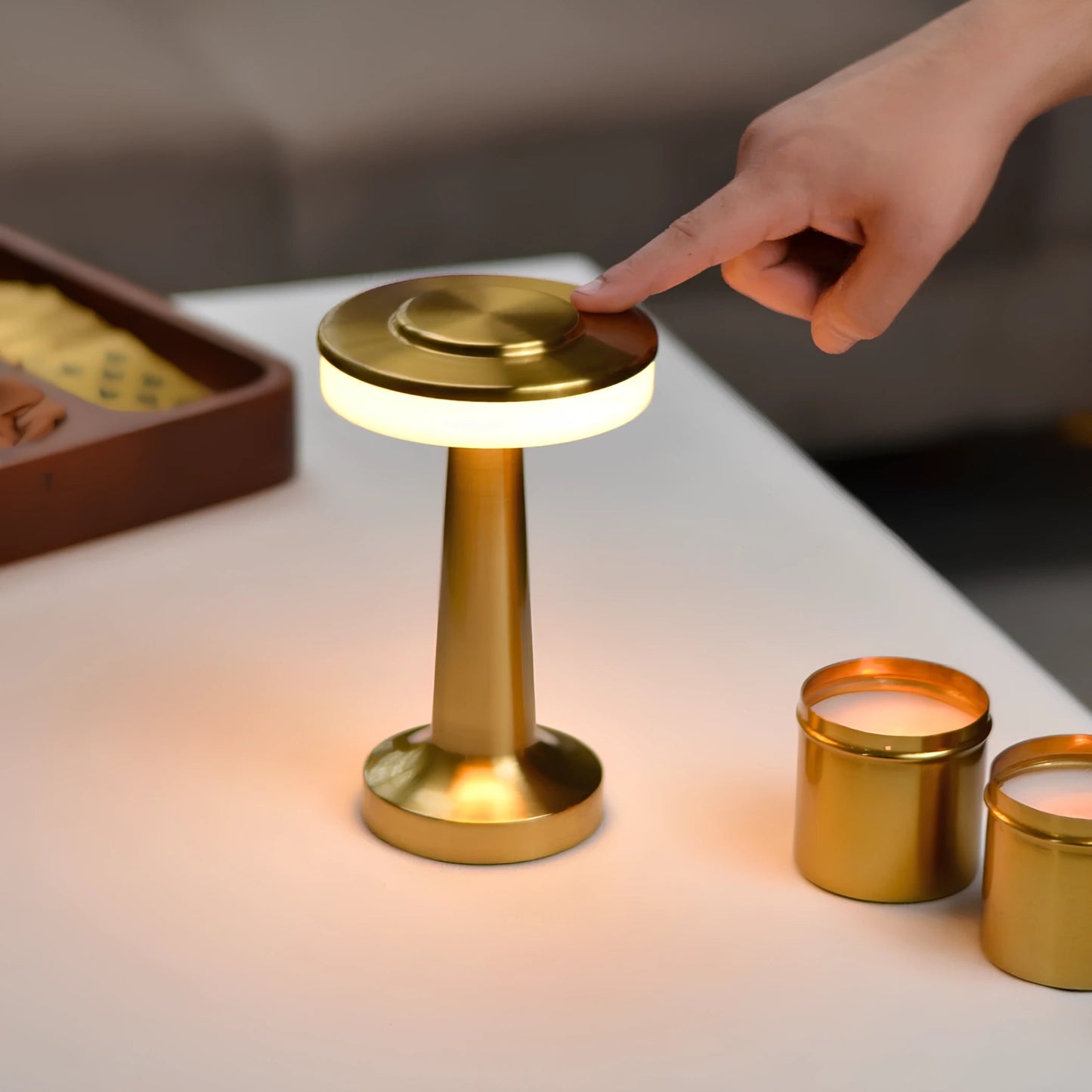 Cordless LED Table Lamp Art Deco with Touch Dimmer and USB-C Charging