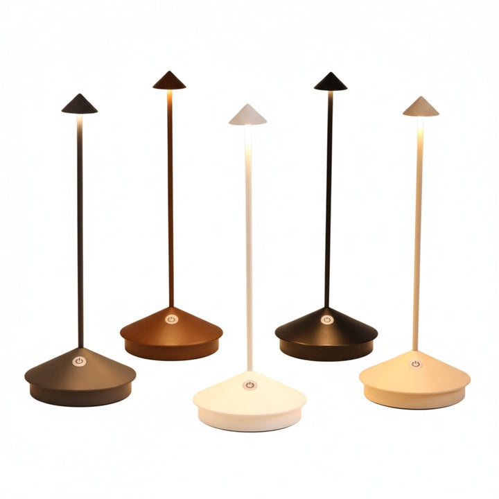 Cordless LED Table Lamp Minimalist Dimmable with Triangular Shade