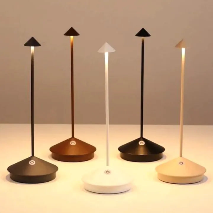 Cordless LED Table Lamp Minimalist Dimmable with Triangular Shade