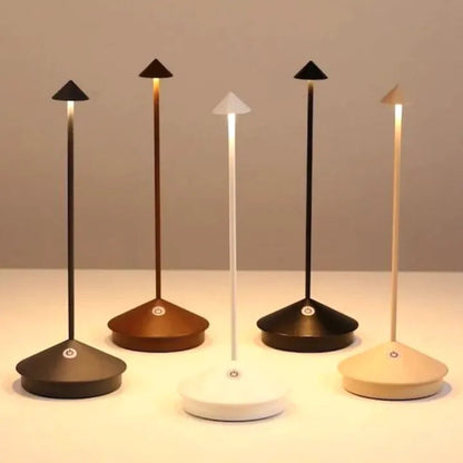 Cordless LED Table Lamp Minimalist Dimmable with Triangular Shade