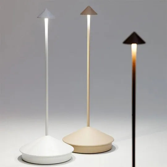 Cordless LED Table Lamp Minimalist Dimmable with Triangular Shade