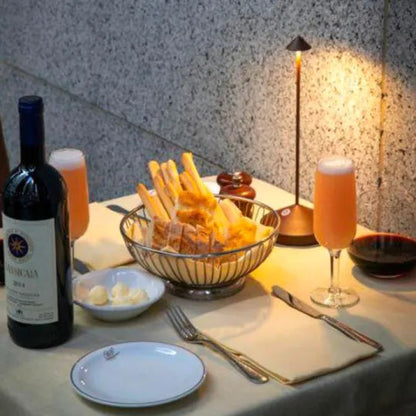 Cordless LED Table Lamp Minimalist Dimmable with Triangular Shade
