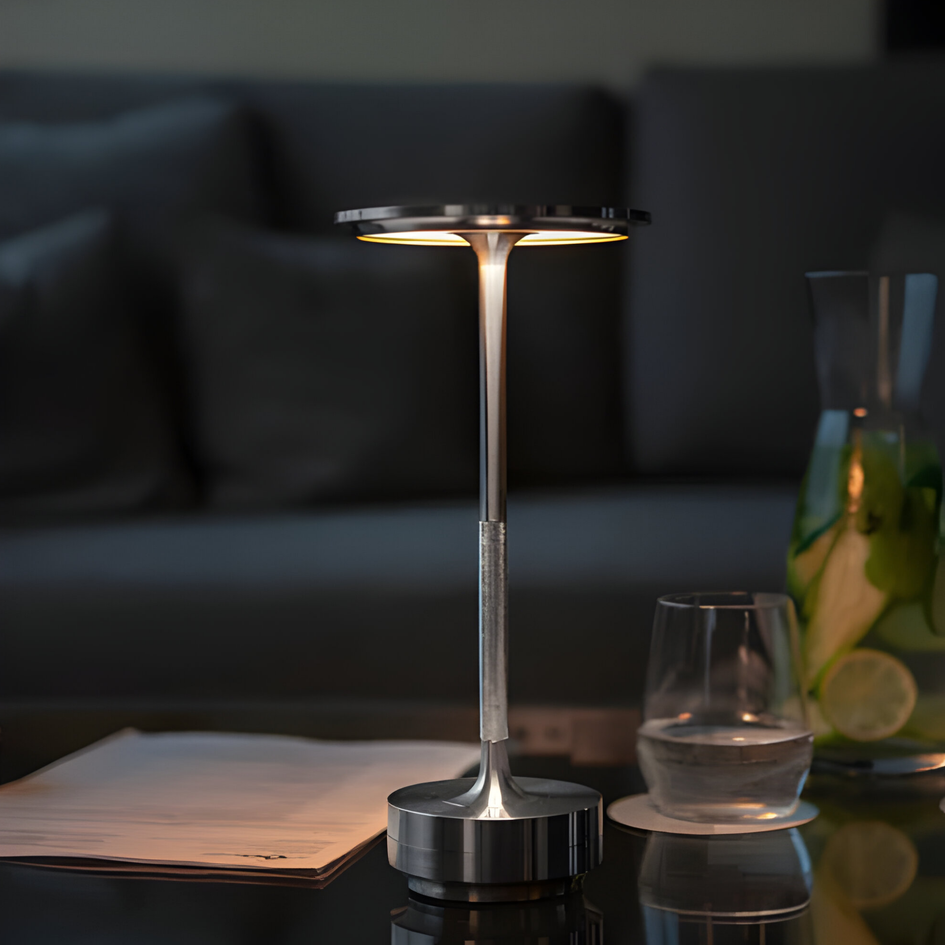 Cordless LED Table Lamp Modern Minimalist with Touch Dimmer and Rechargeable Battery