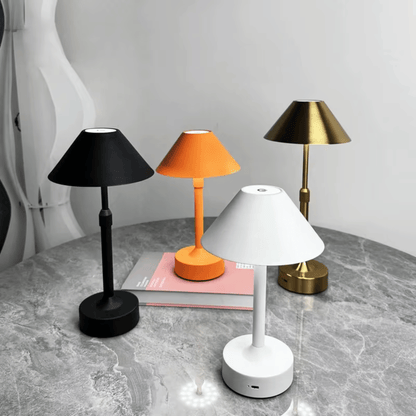 Cordless Table Lamp Modern Touch Dimming LED with Conical Shade