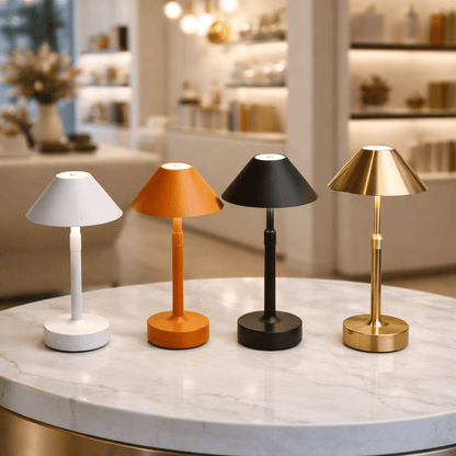Cordless Table Lamp Modern Touch Dimming LED with Conical Shade