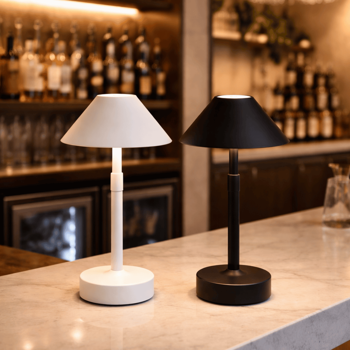 Cordless Table Lamp Modern Touch Dimming LED with Conical Shade