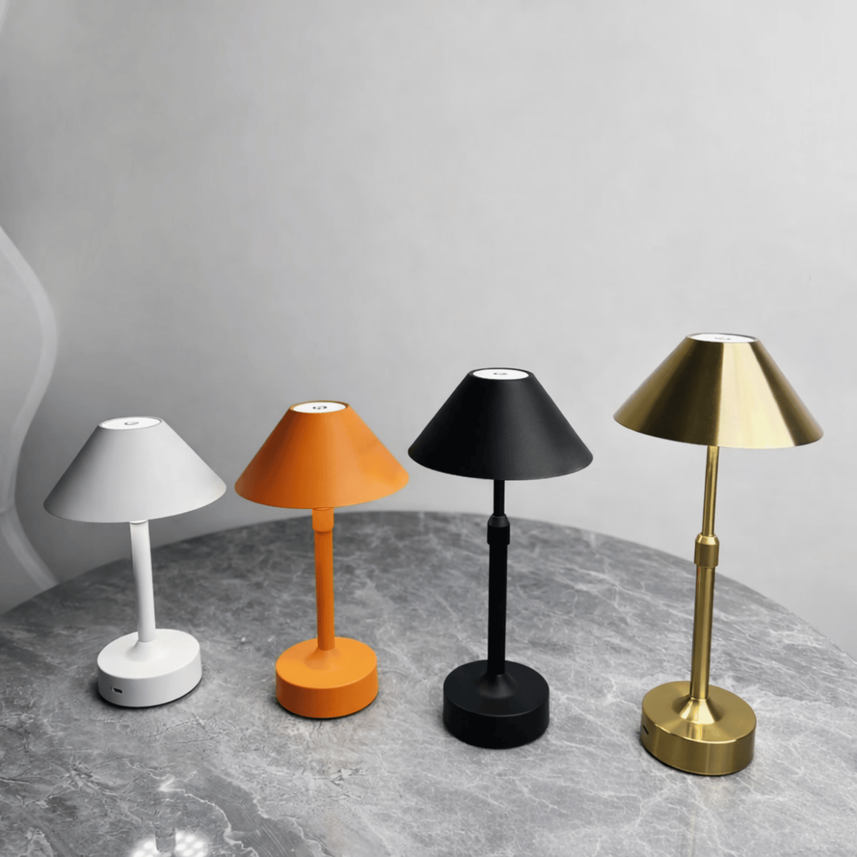Cordless Table Lamp Modern Touch Dimming LED with Conical Shade