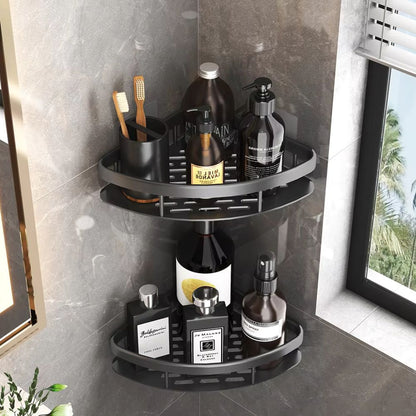 Corner Shower Shelf Organizer Wall Mounted No-Drill Adhesive Aluminum