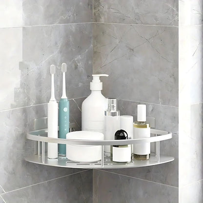 Corner Shower Shelf Organizer Wall Mounted No-Drill Adhesive Aluminum