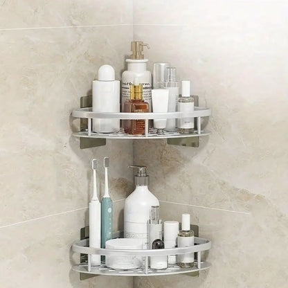 Corner Shower Shelf Organizer Wall Mounted No-Drill Adhesive Aluminum