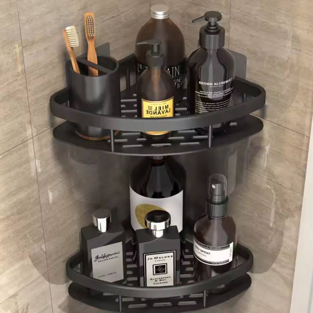 Corner Shower Shelf Organizer Wall Mounted No-Drill Adhesive Aluminum