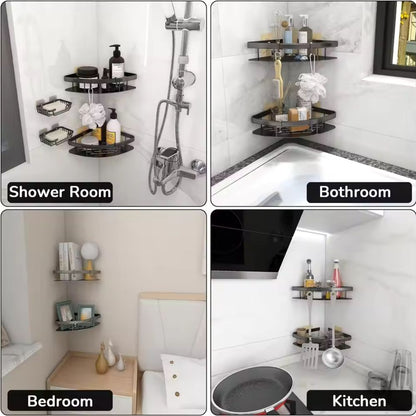 Corner Shower Shelf Organizer Wall Mounted No-Drill Adhesive Aluminum