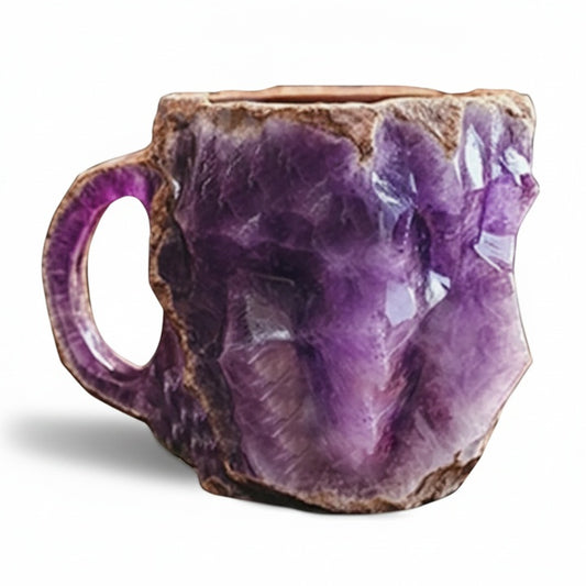 Crystal-Look Geode Coffee Mug with Rock Texture and Resin Finish