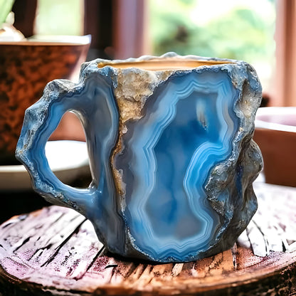 Crystal-Look Geode Coffee Mug with Rock Texture and Resin Finish