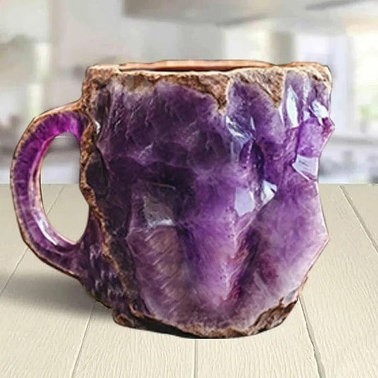 Crystal-Look Geode Coffee Mug with Rock Texture and Resin Finish