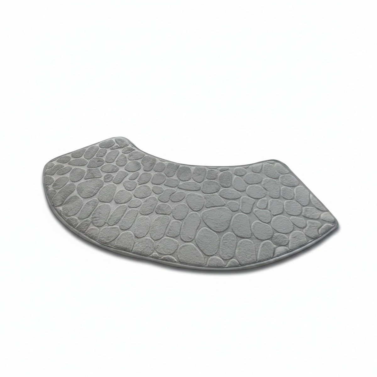 Curved Bath Mat with Anti-Slip Bottom and Pebble Texture for Corner Showers