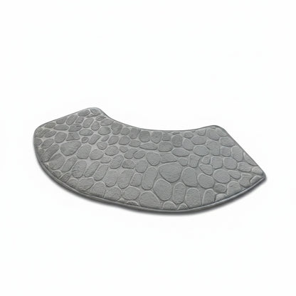 Curved Bath Mat with Anti-Slip Bottom and Pebble Texture for Corner Showers
