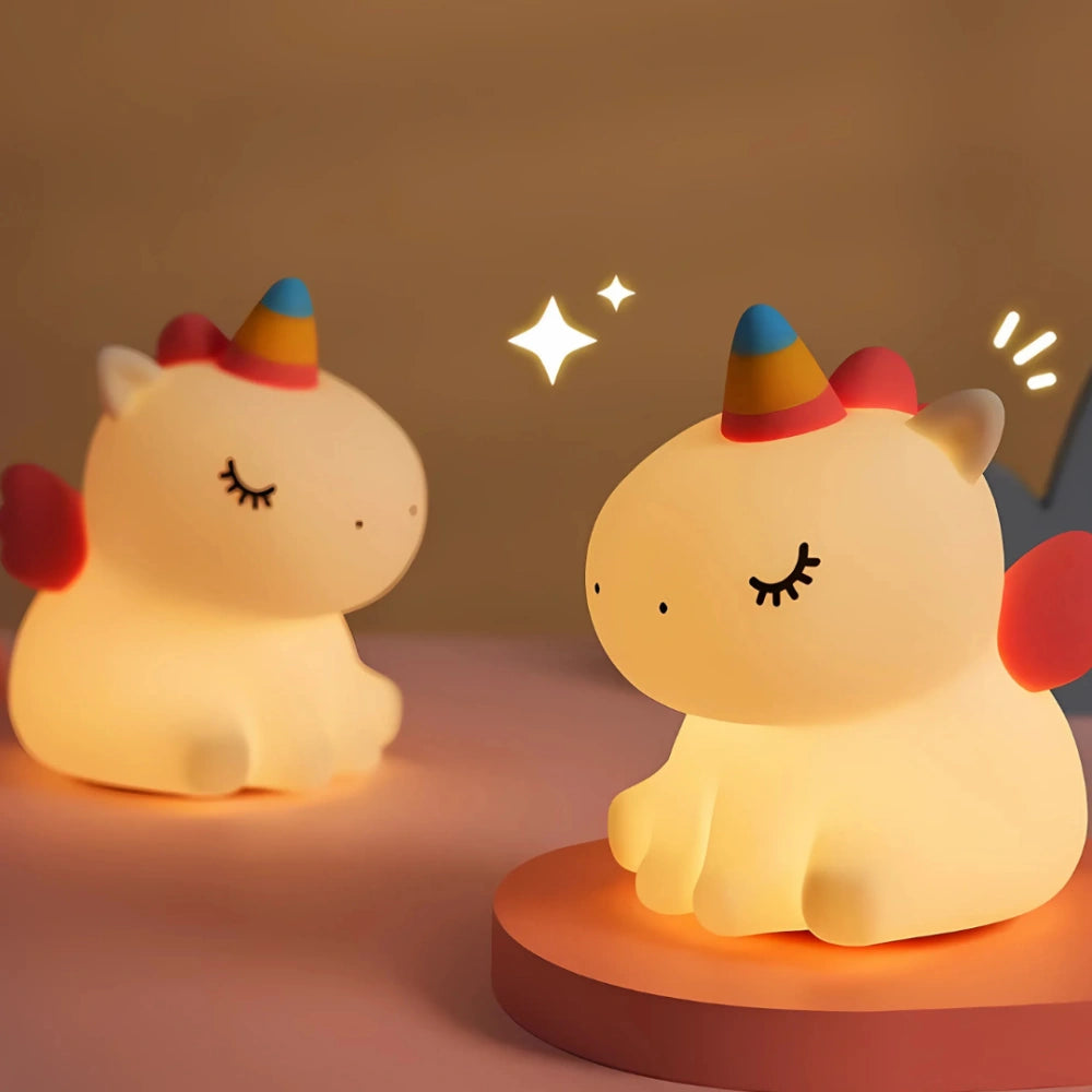 Cute Animal Night Light Silicone LED Bedside Lamp with Touch Control and Sleep Timer