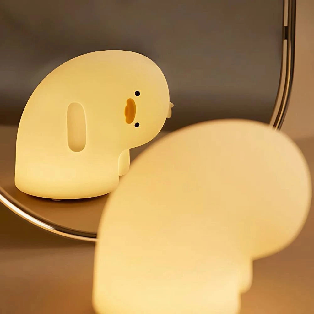Cute Animal Night Light Silicone LED Bedside Lamp with Touch Control and Sleep Timer