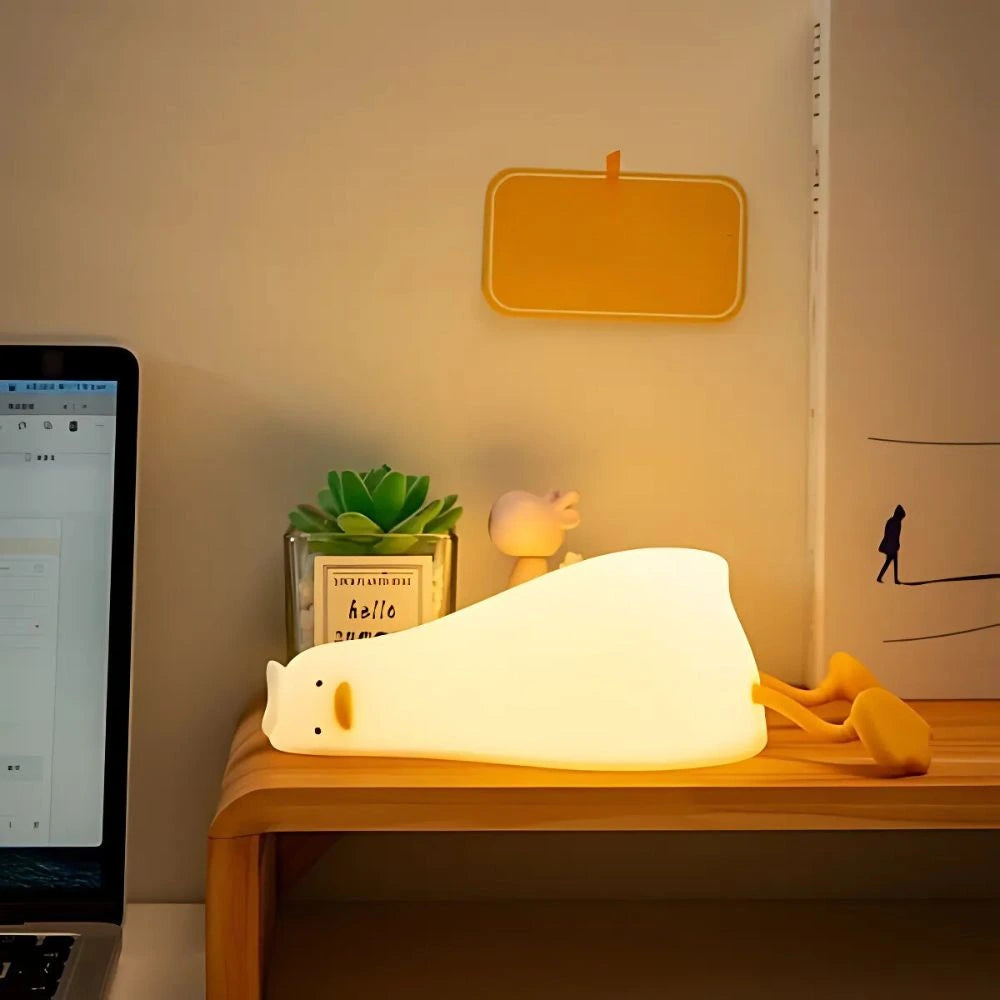 Cute Animal Night Light Silicone LED Bedside Lamp with Touch Control and Sleep Timer