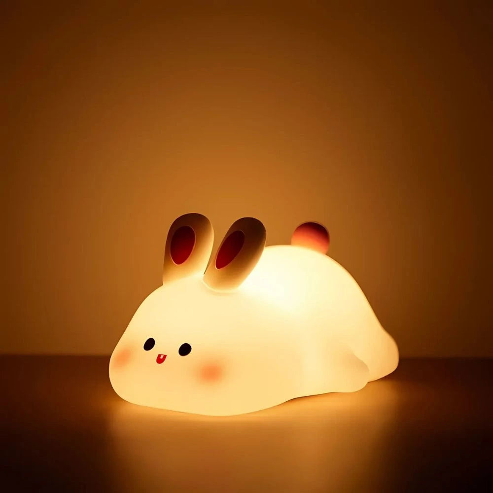 Cute Animal Night Light Silicone LED Bedside Lamp with Touch Control and Sleep Timer